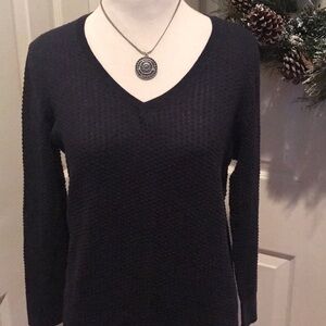 Loft brand blue v neck mid weight cotton sweater
